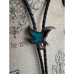 Eagle Turquoise Inlay Bolo Tie Western Festival Rodeo Style Unisex